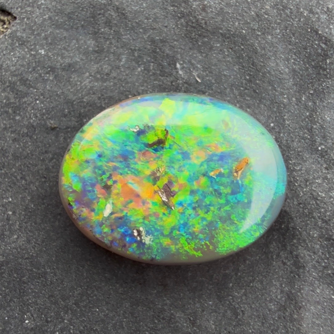 1.32cts Affordable Dark Opal With A Green Yellow Gold Play Of Color, From Lightning Ridge Australia