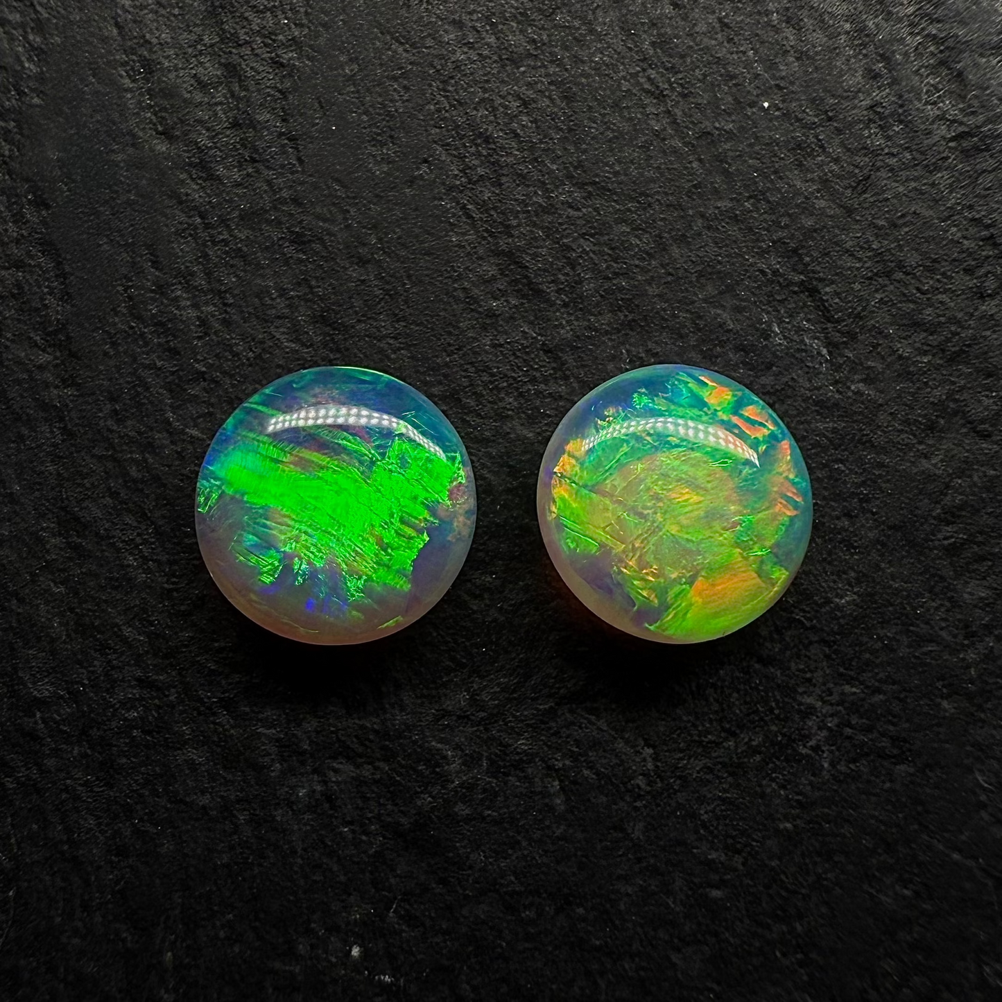 Top Quality Crystal Opal Pair With Vivid Green-Gold Color play (Price for Pair)