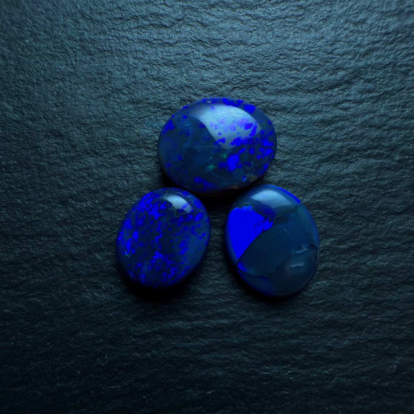 BUNDLE (price for parcel) Black Opals With Bright Royal Blue Color Play And A Dark Bodytone