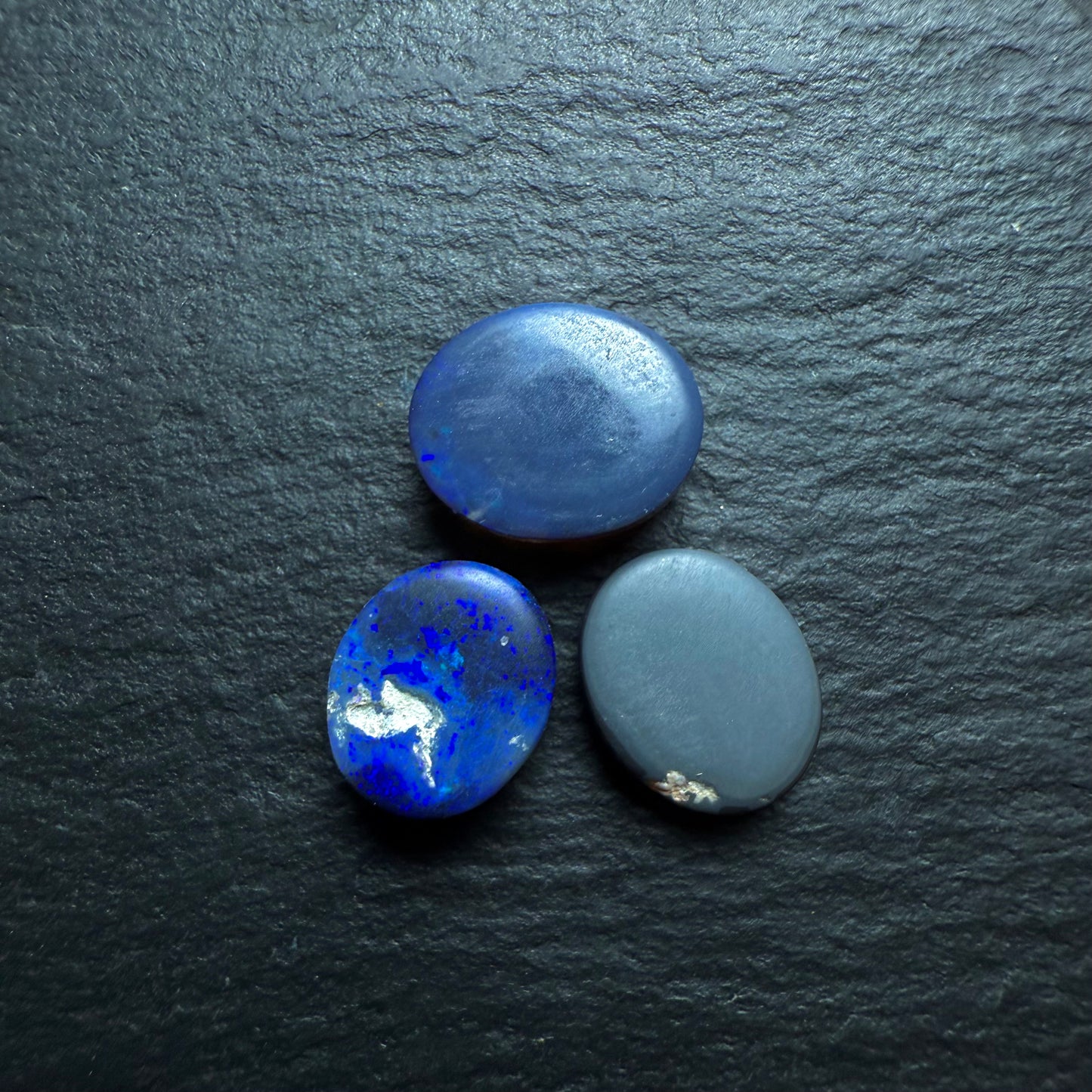BUNDLE (price for parcel) Black Opals With Bright Royal Blue Color Play And A Dark Bodytone