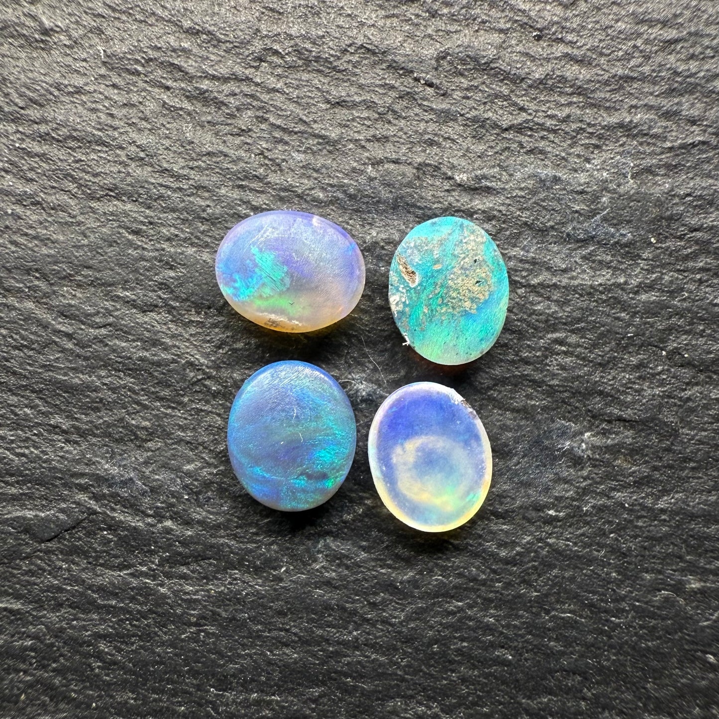 BUNDLE (price for parcel) Assorted Black And Crystal Opals With Blue-Green color Palettes