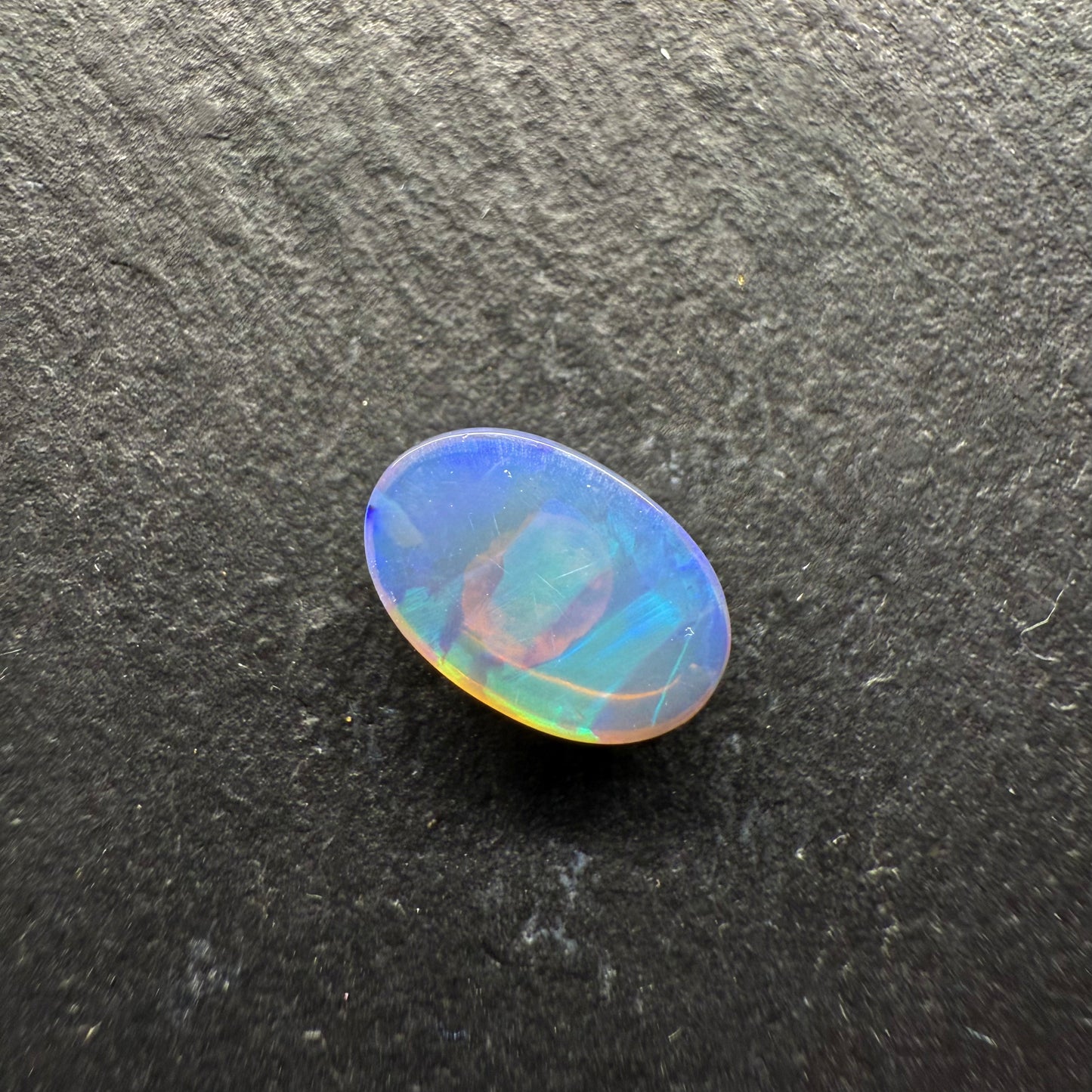 1.59ct Dark Crystal Opal With Incredibly Rare Painters Brush Pattern, Lovely Teal And Blue Strokes Of Color And Lots Of Depth