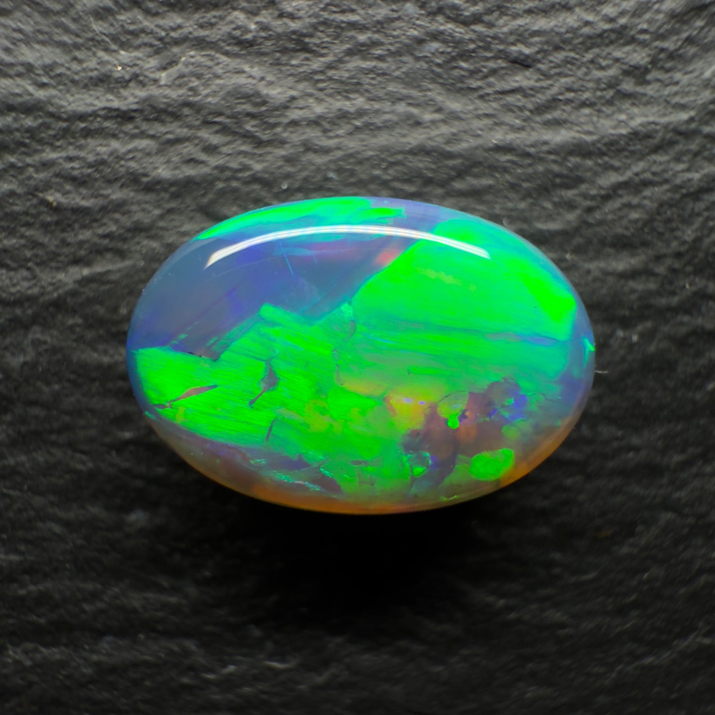 2.85ct Top Gem Black Crystal Opal With A Brilliant Green-Blue Color Palette and Broadflash Pattern