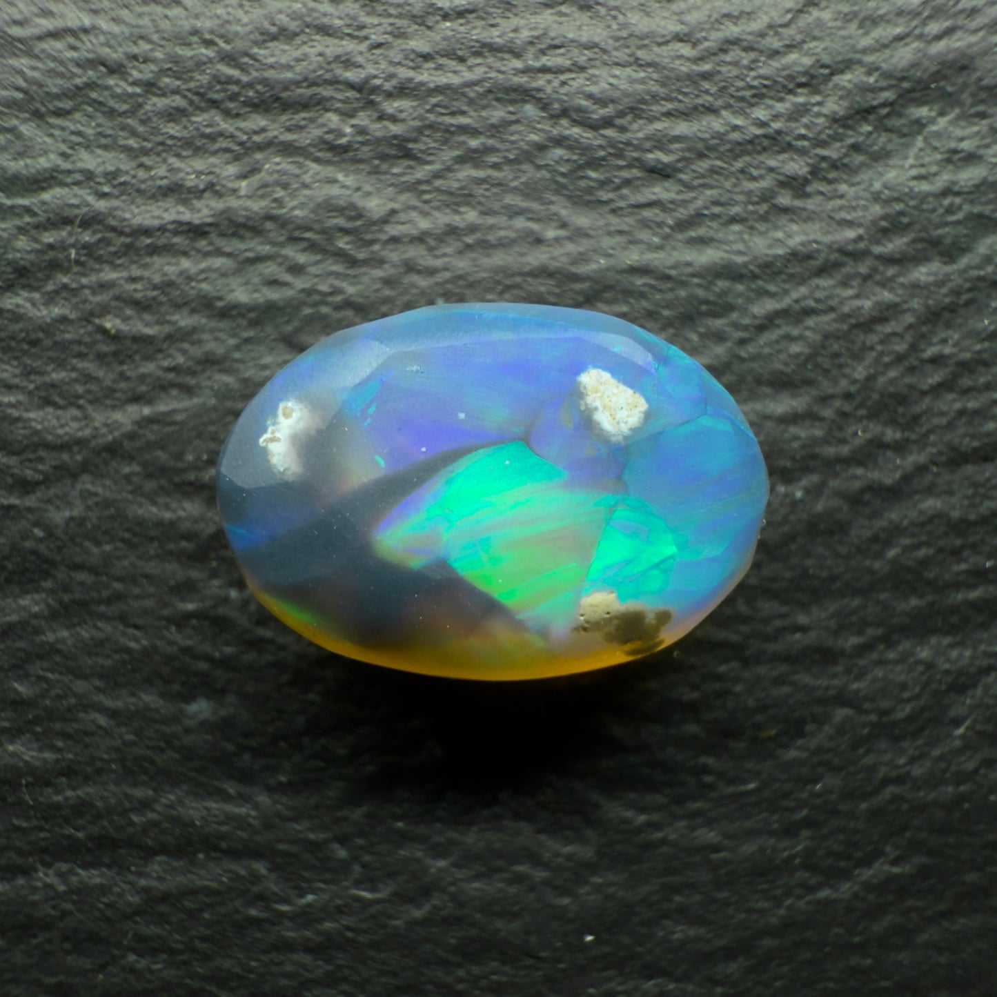 2.85ct Top Gem Black Crystal Opal With A Brilliant Green-Blue Color Palette and Broadflash Pattern