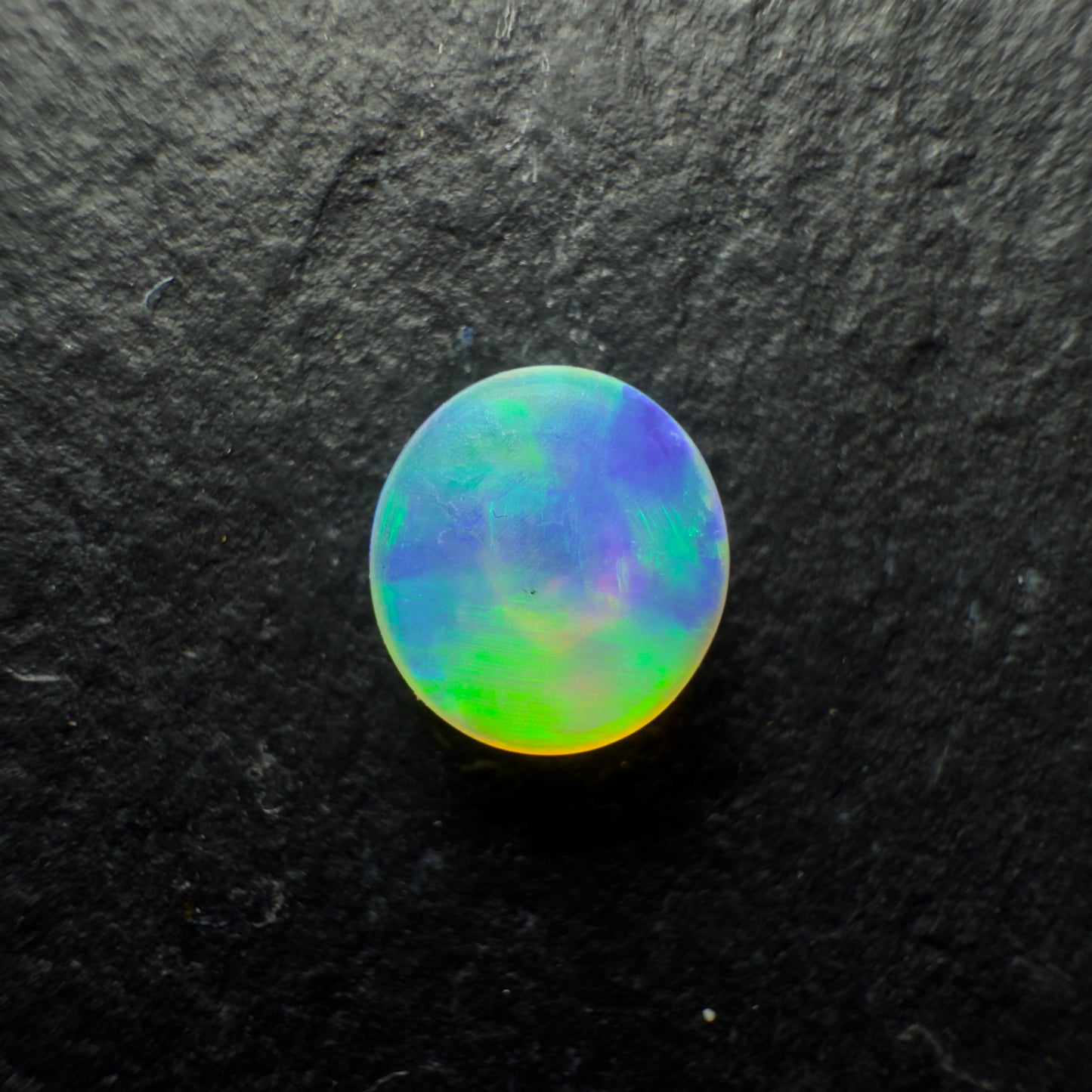 0.5ct Small Gem Crystal Opal With Vivid Lime Green Color Play And Fabulous Chaff Pattern