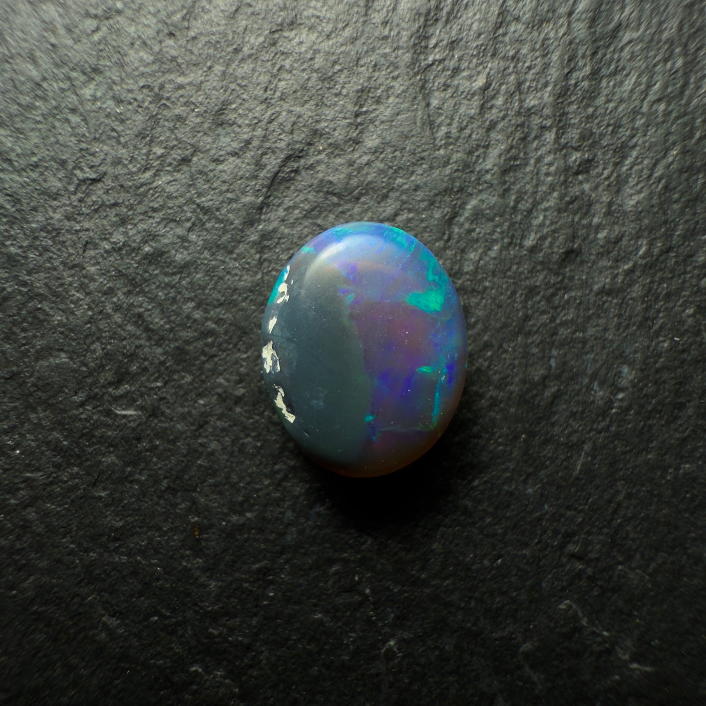 1.0ct Black Opal, This Gem Has Lovely Green Blue Color Palette And A Flagstone Like Pattern