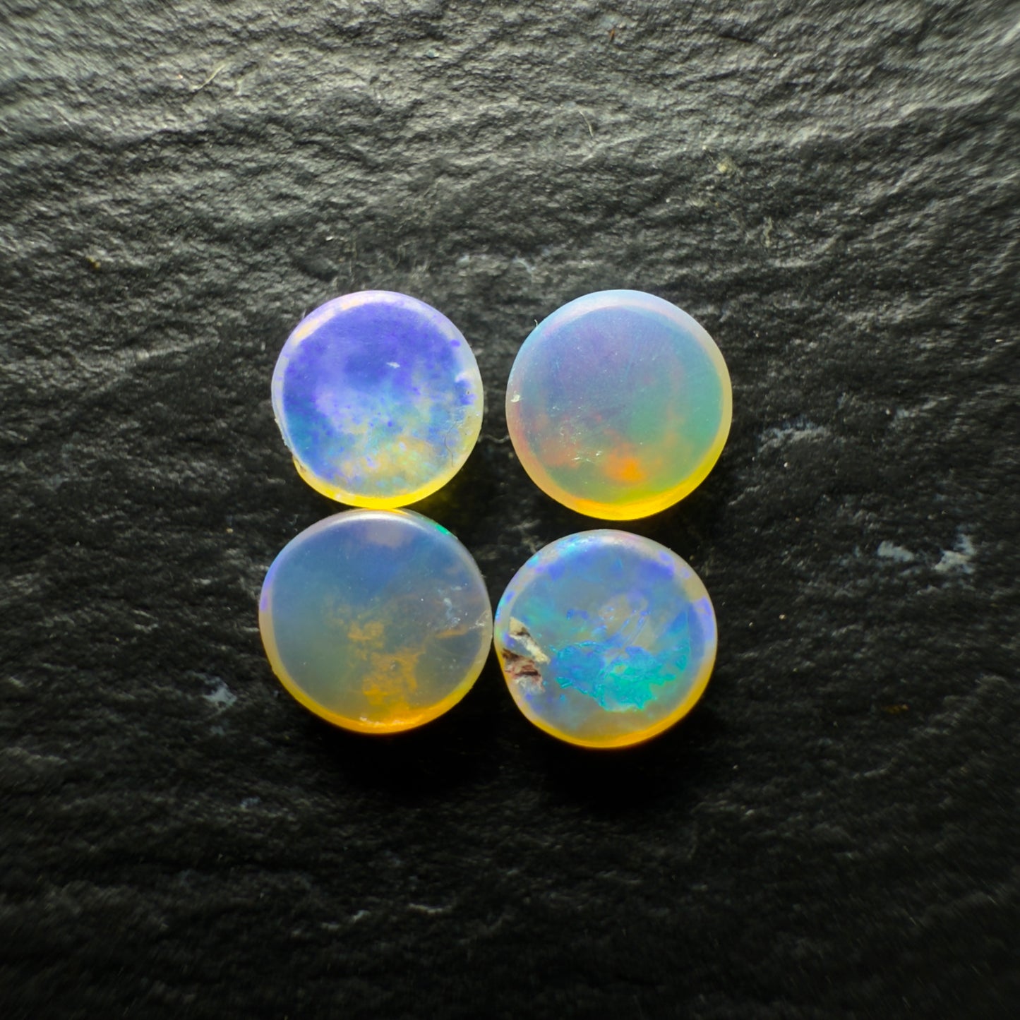 BUNDLE (Price For Parcel) Small Round Crystal Opals With Green And Blue color Play