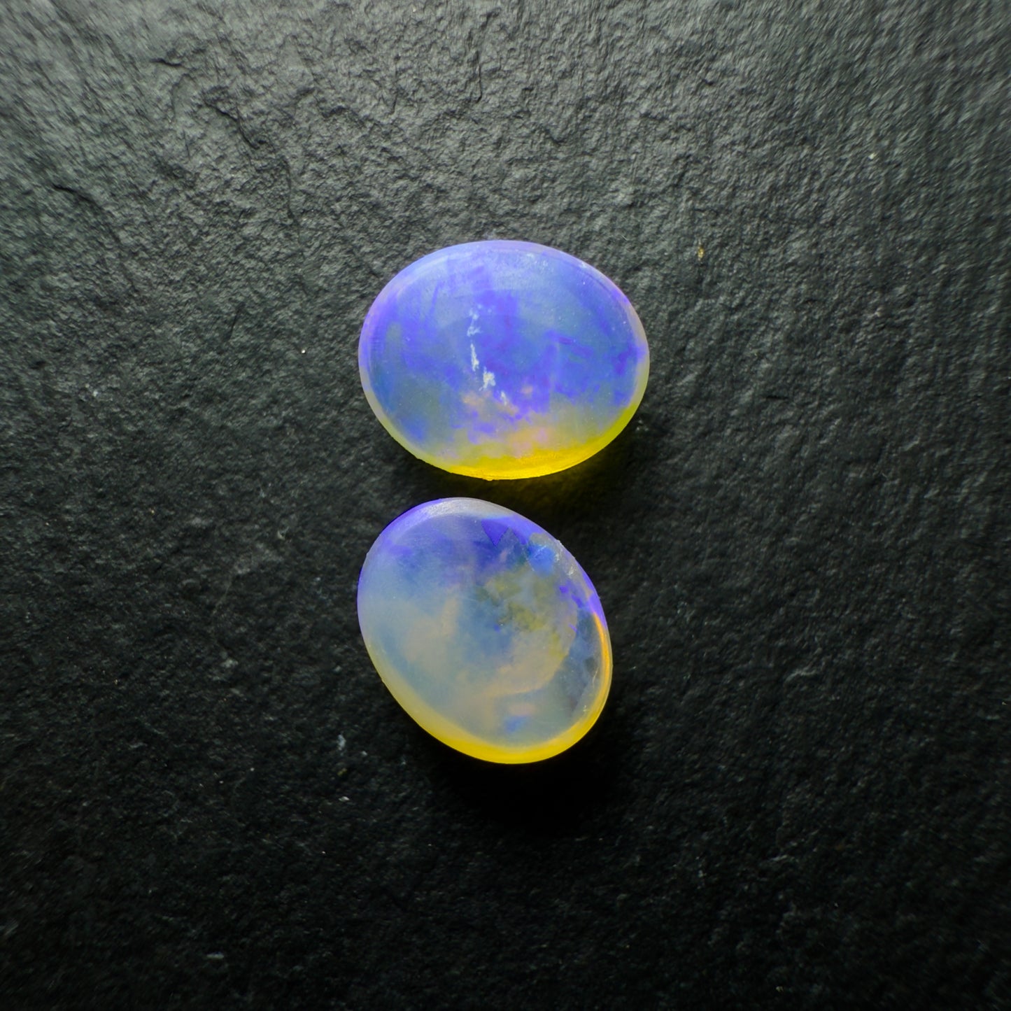 PAIR (Price For Parcel) Crystal Opals With Blue Purple Color play And Lots Of Depth 1.78cts Total