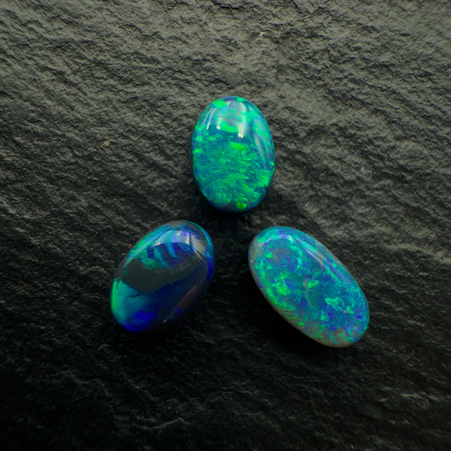 1.82ct BUNDLE (Price For Parcel) Black Opals With Rich Green-Blues and Moss Patterns
