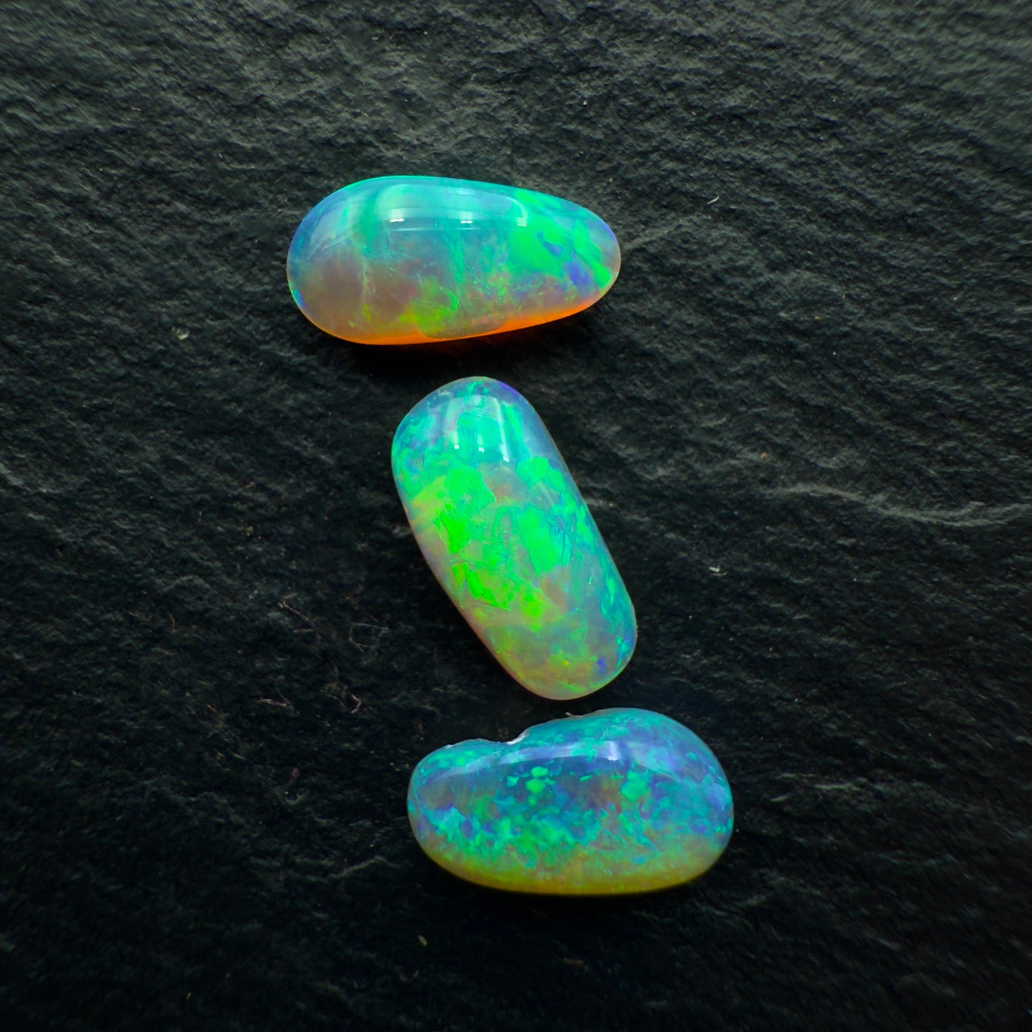 2.21ct Bundle (Price For Parcel) Freeform Crystal Opals With Bright Greens And Lots Of Depth