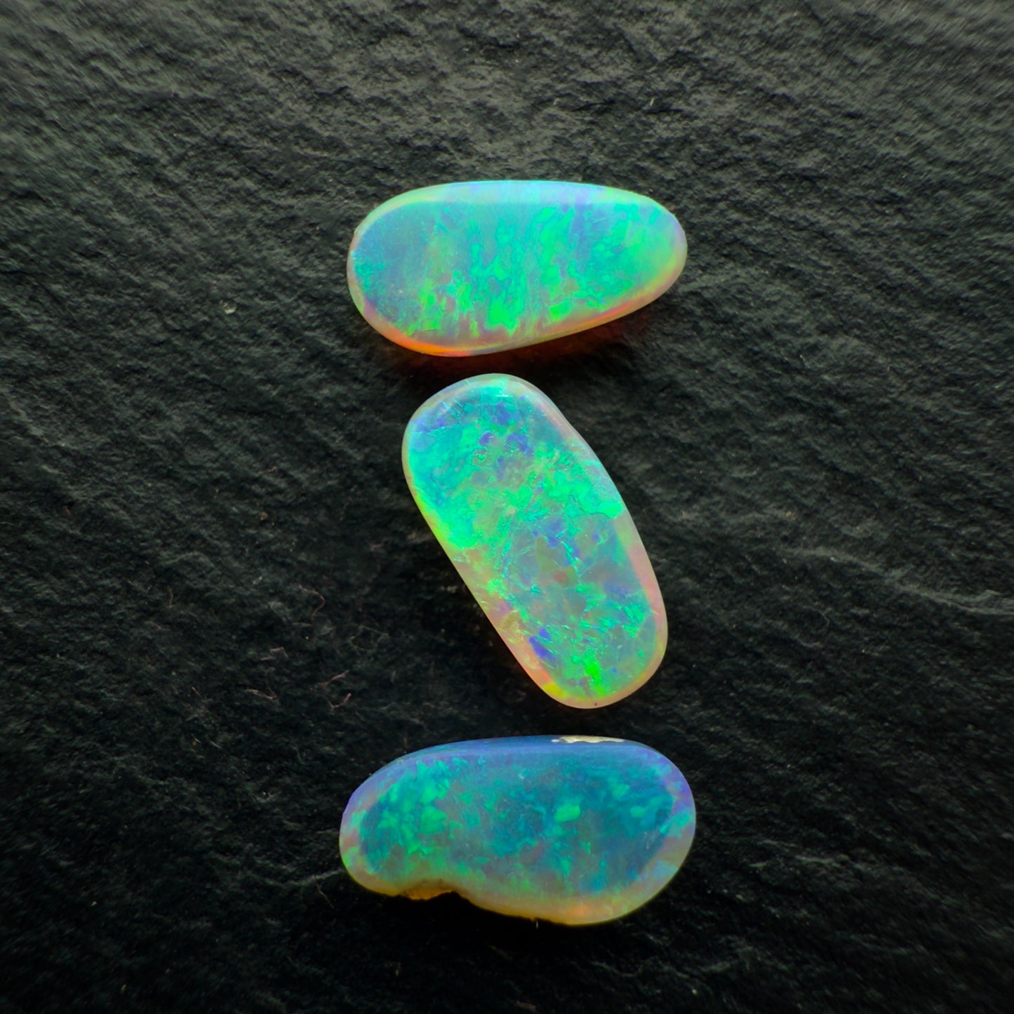 2.21ct Bundle (Price For Parcel) Freeform Crystal Opals With Bright Greens And Lots Of Depth