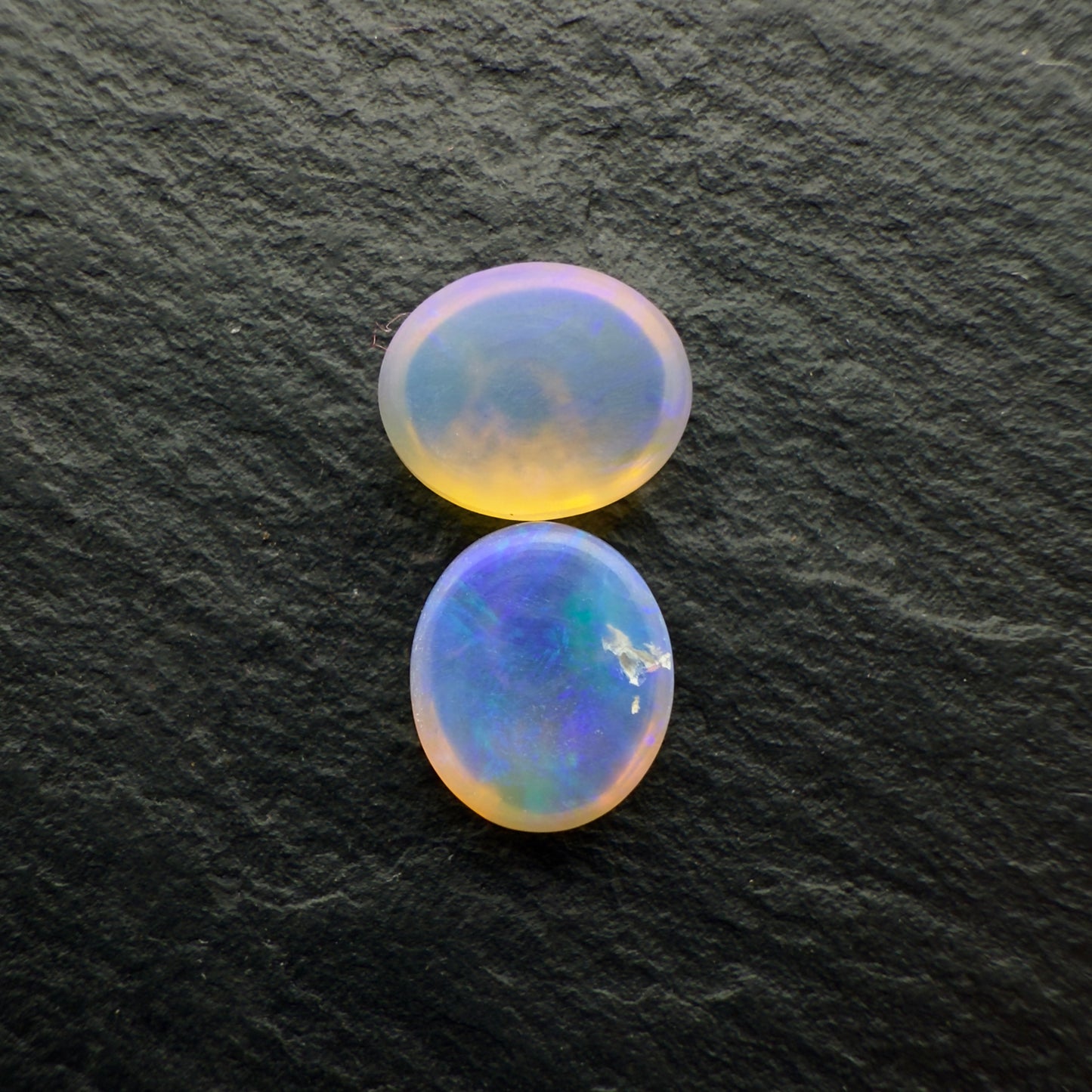2.4ct Pair (Price For Parcel) Crystal Opals With High Domes And Lots Of Depth