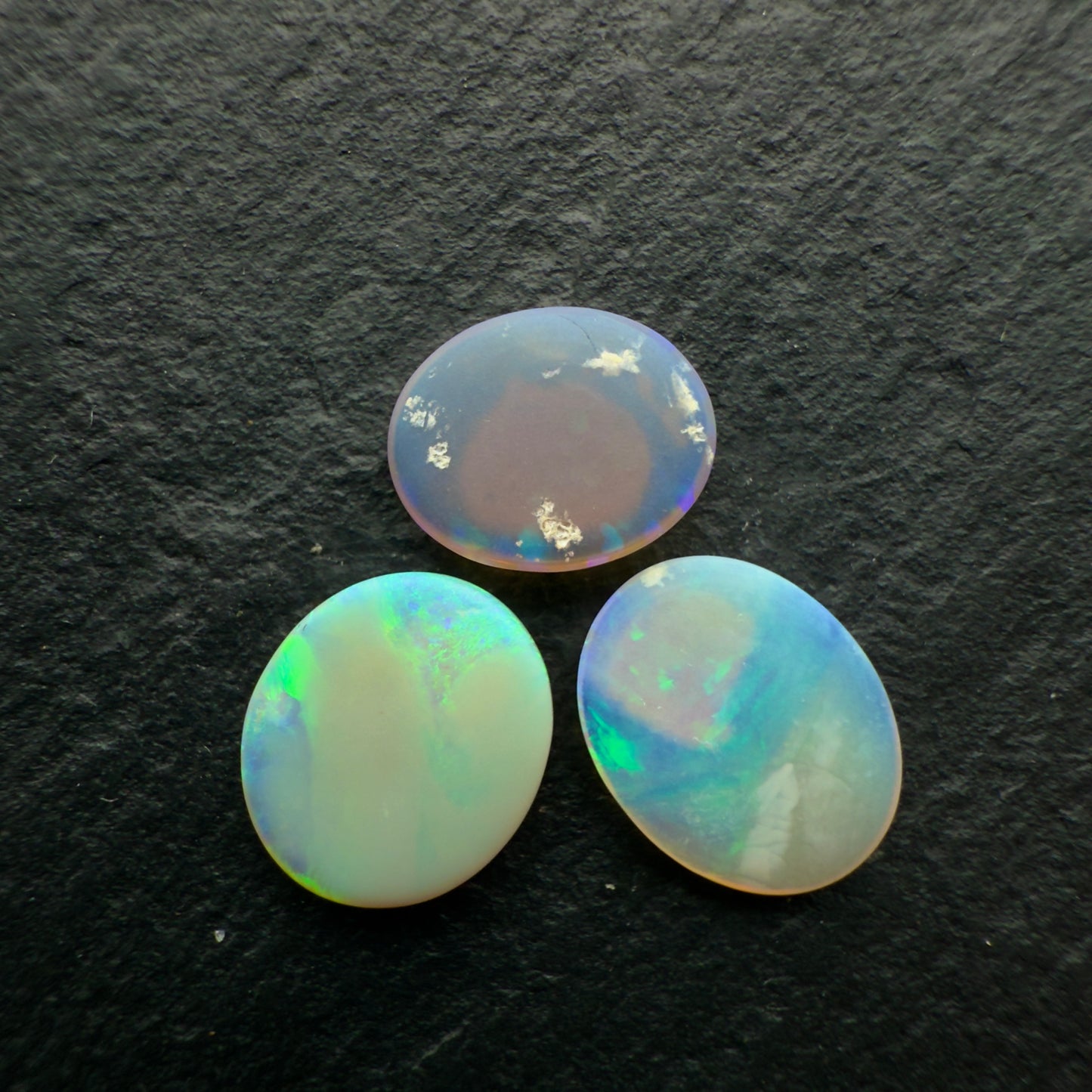 3.17ct Bundle (Price For Parcel) Dark Crystal Opals With Minty Greens And Blues And Good Color Distrabution