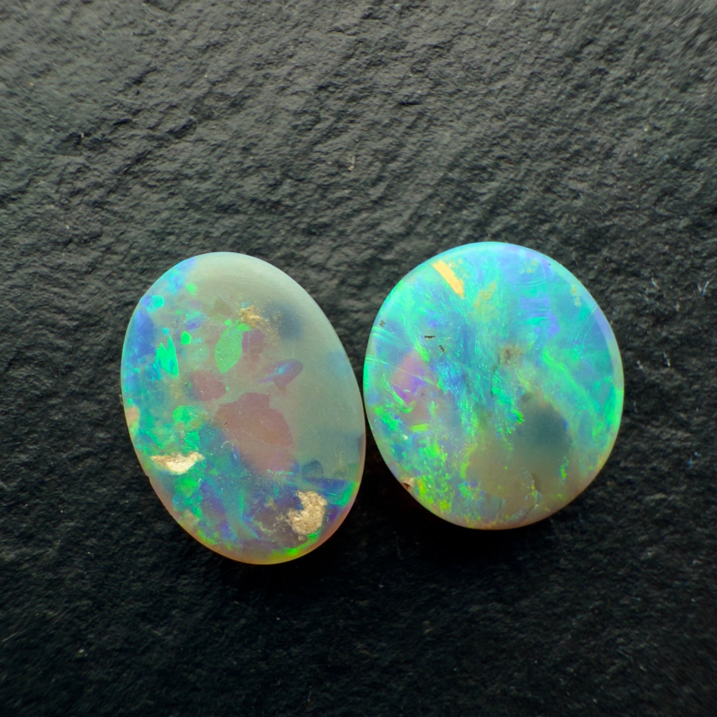 (Price Per Stone) Dark Crystal Opals With Greens , Yellows And Good Color Dispersal