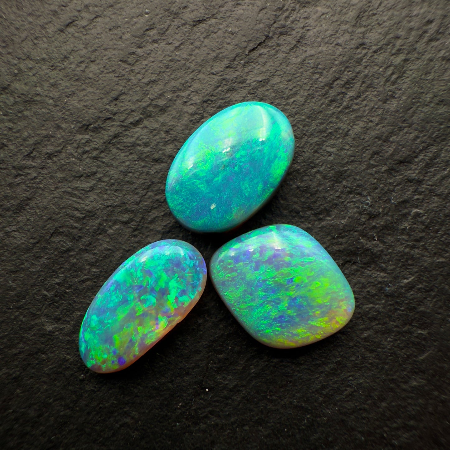 (Price Per Stone) Dark Opals With Vivid Aqua Colors And Moss Patterns