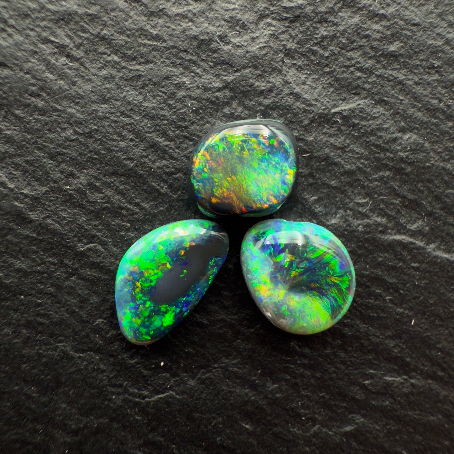 1.99ct Bundle (Price For Parcel) Vivid Picture Stone Black Opals With Marbled Greens And Golds