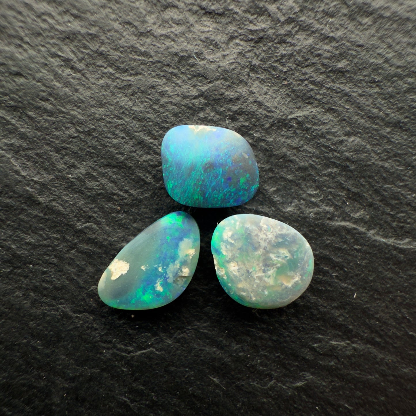 1.99ct Bundle (Price For Parcel) Vivid Picture Stone Black Opals With Marbled Greens And Golds