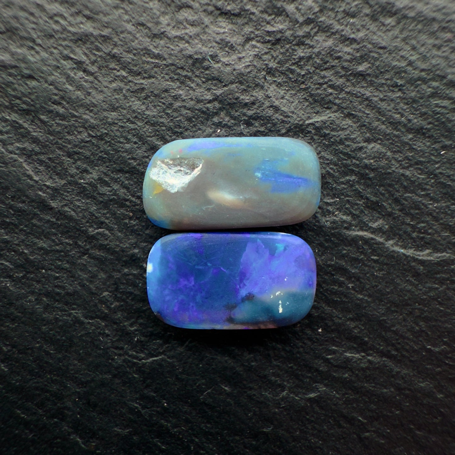 2.72ct Bundle (Price For Parcel) Picture stone Black Opals With Marbled Blues And hints Of Green