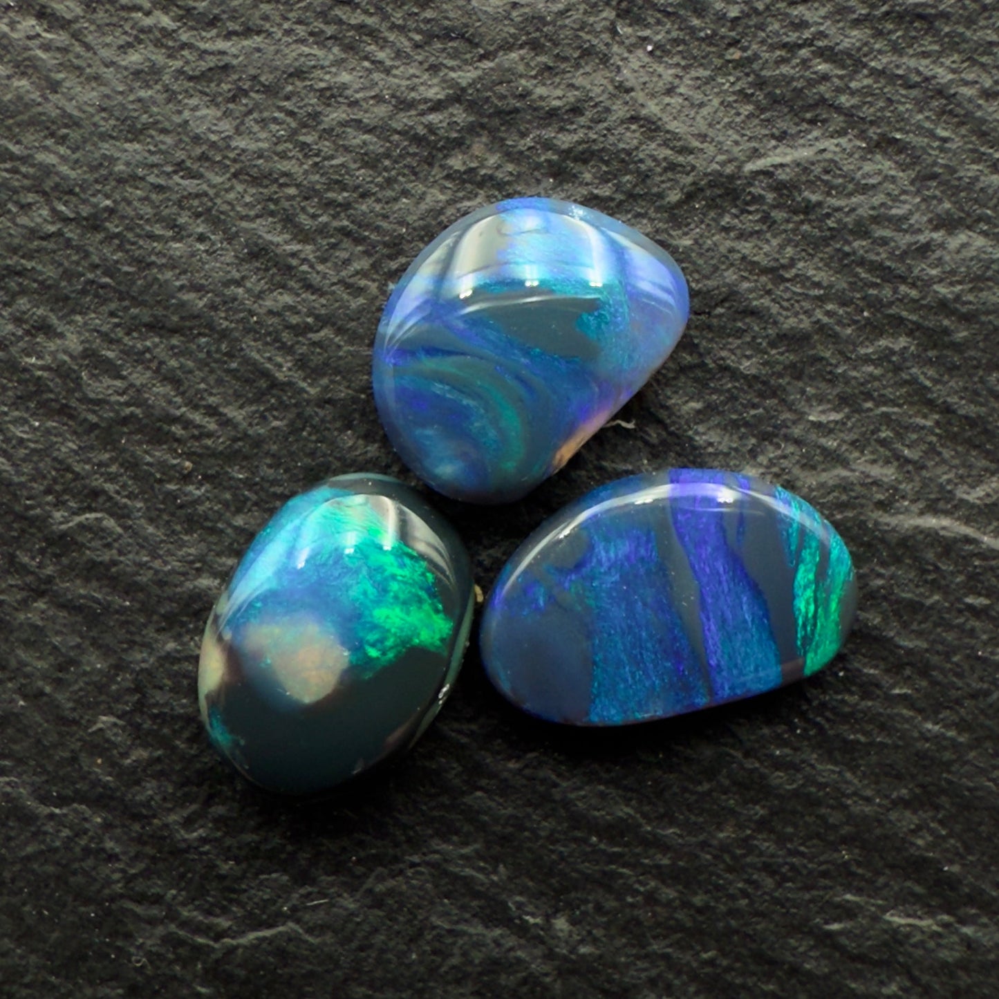 1.43ct Bundle (Price For Parcel) small Picture Stone Black Opals With Marbled Blue, Green And Black