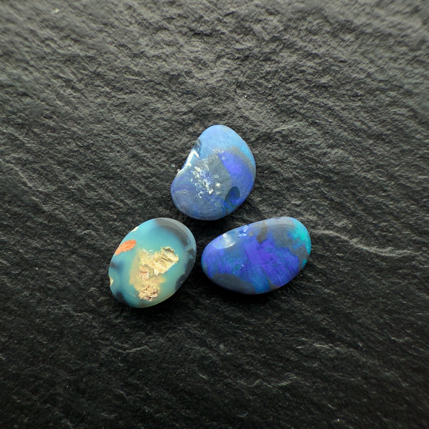 1.43ct Bundle (Price For Parcel) small Picture Stone Black Opals With Marbled Blue, Green And Black