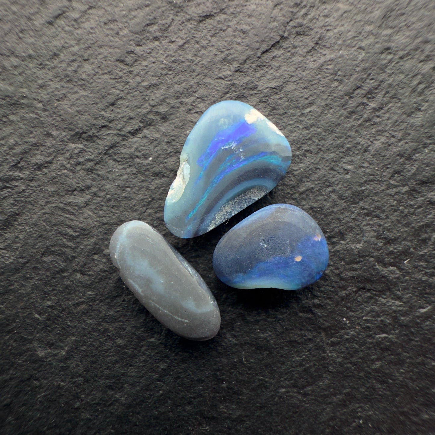 1.94ct Bundle (Price For Parcel) Picture Stone Black Opals With Marbled Blue, Green And Black