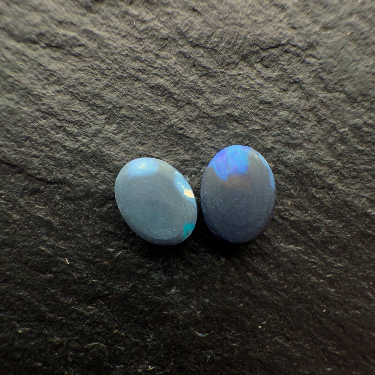 0.6ct Bundle (Price For Parcel) Picture Stone Black Opals With Marbled Blue, Green And Black