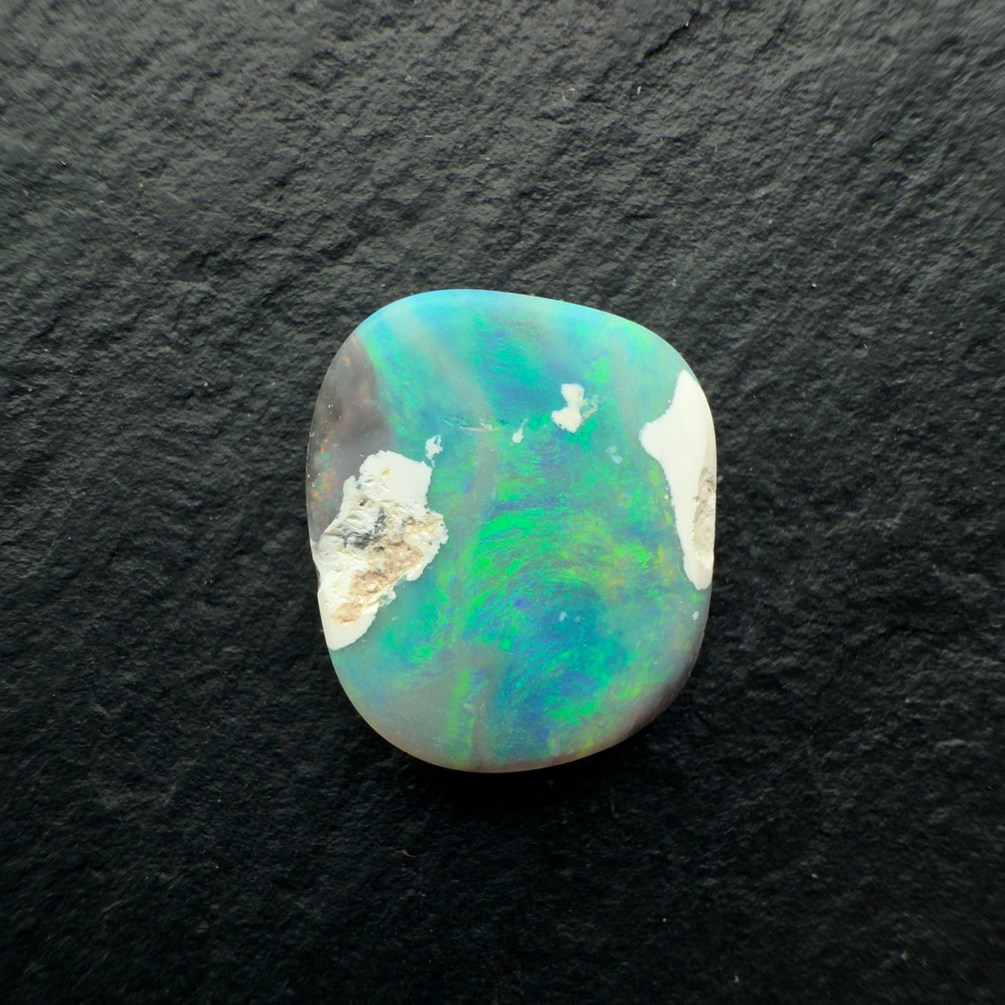 2.1ct Picture Stone Black Opals With Marbled Green, Pink And Grey