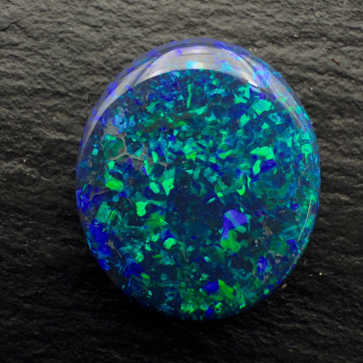 7.12cts Gem Black Opal With Vivid Dark Dlue-Green Pinfire Pattern