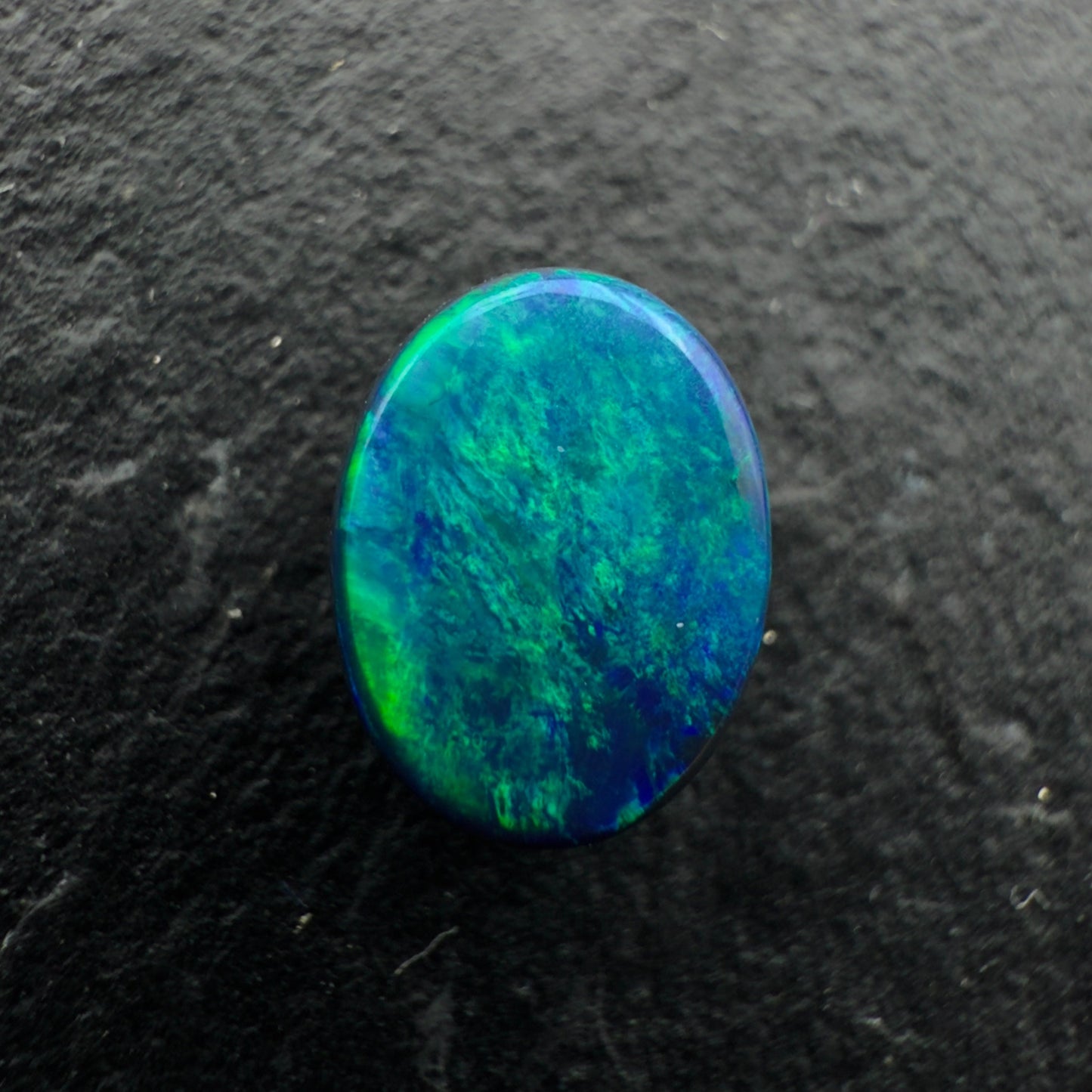1ct Beautiful Blue Green Gem Black Opal With Green Moss pattern