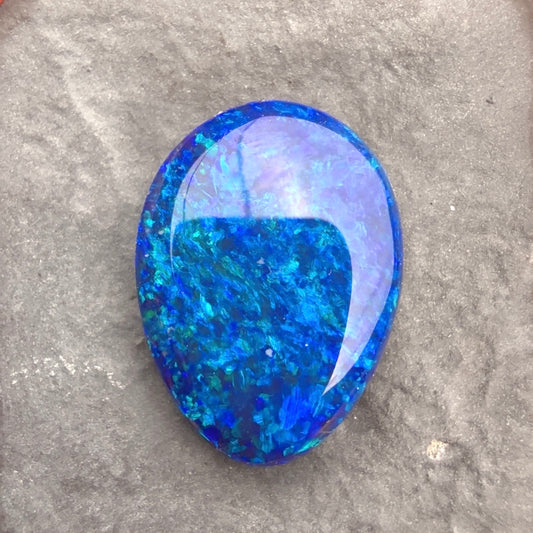 5.44cts Black Opal With A Mossy Pattern and Dark Blue Green, play of color
