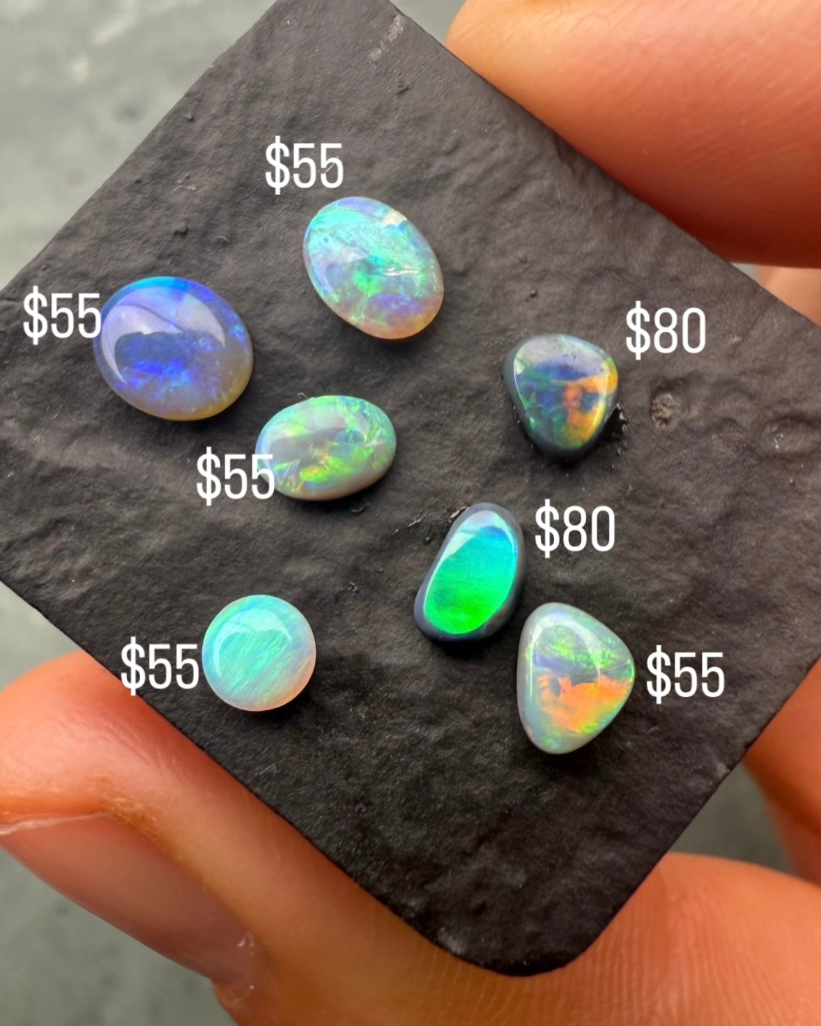 0.27ct Black Opal With A Blue, Green Play Of Color, From Lightning Ridge Australia