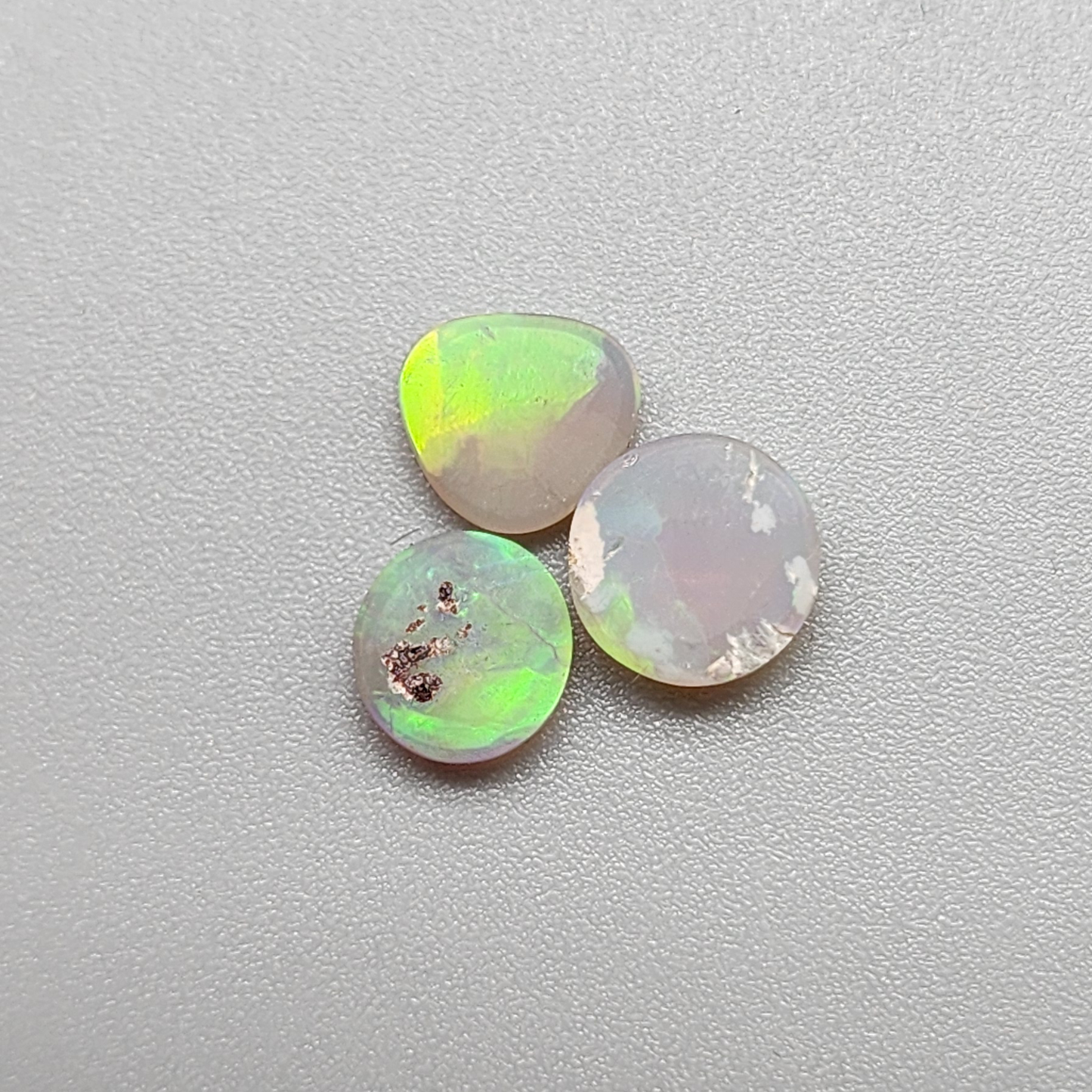 BUNDLE- Set of 3 dark opals with vivid yellow /green color play