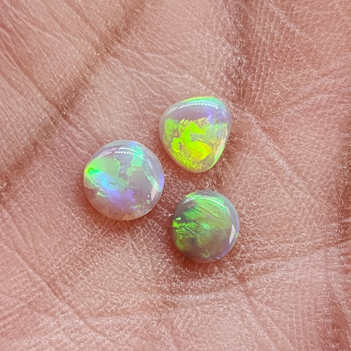 BUNDLE- Set of 3 dark opals with vivid yellow /green color play