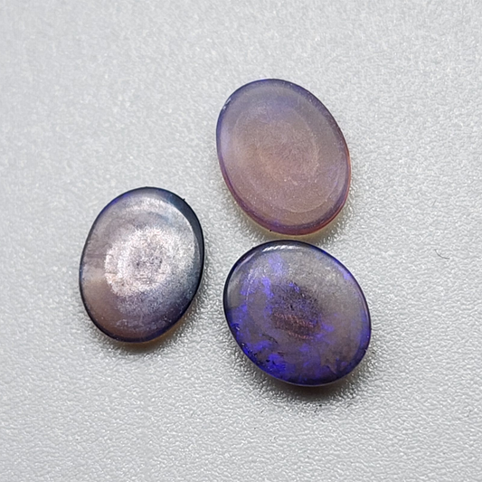 BUNDLE- Set of 3 Dark crystal opals with purple hues