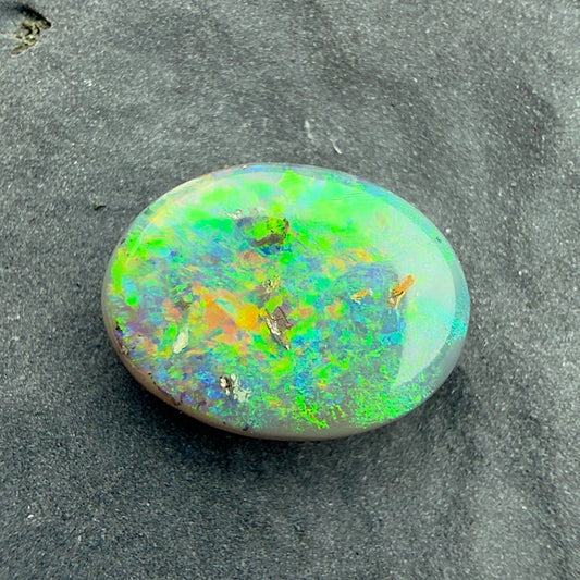 1.32cts Affordable Dark Opal With A Green Yellow Gold Play Of Color, From Lightning Ridge Australia
