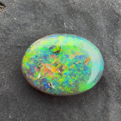 1.32cts Affordable Dark Opal With A Green Yellow Gold Play Of Color, From Lightning Ridge Australia
