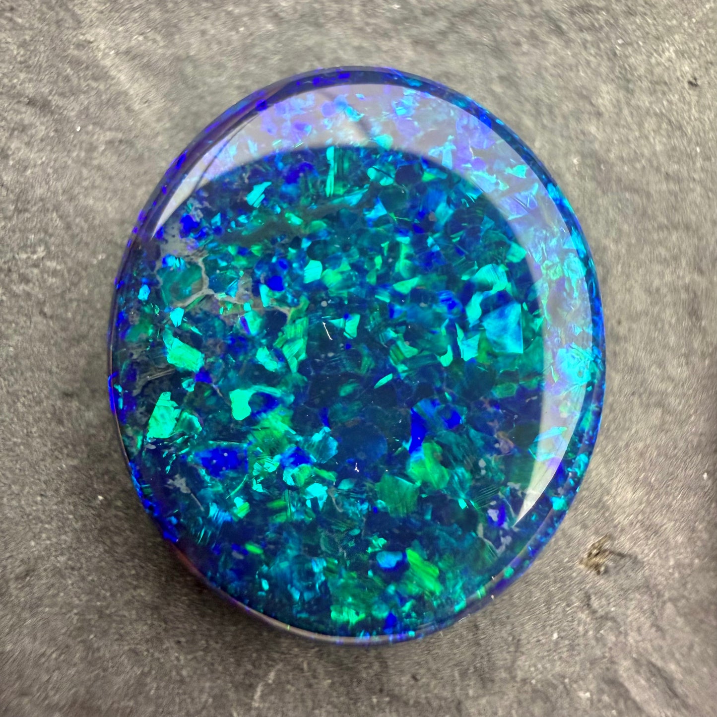 7.12cts Gem Black Opal With Vivid Dark Dlue-Green Pinfire Pattern
