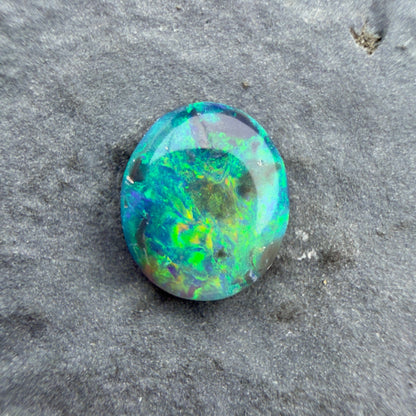 0.73cts Affordable Black Opal With A Green Yellow Gold Play Of Color, From Lightning Ridge Australia