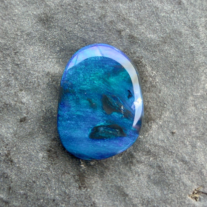 0.74cts Affordable Black Opal With A Blue Green Play Of Color, From Lightning Ridge Australia