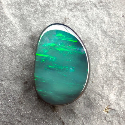 2cts Affordable Black Opal With A Vivid Green Play Of Color, From Lightning Ridge Australia