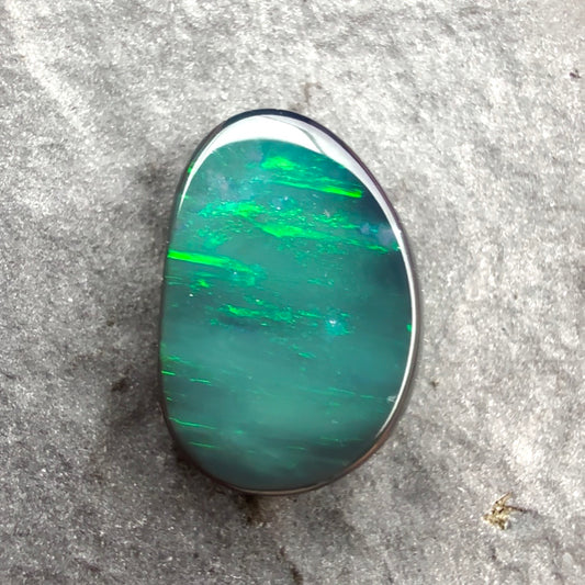 2cts Affordable Black Opal With A Vivid Green Play Of Color, From Lightning Ridge Australia