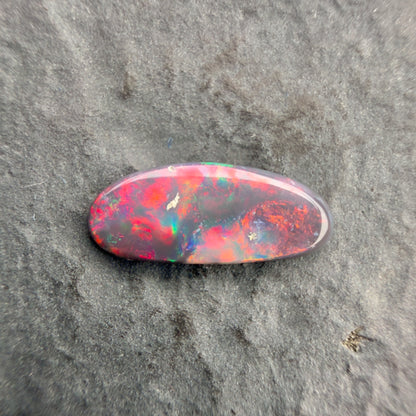 0.8cts Affordable Black Opal With A Vivid Red Pink Multicolor Play Of Color, From Lightning Ridge Australia