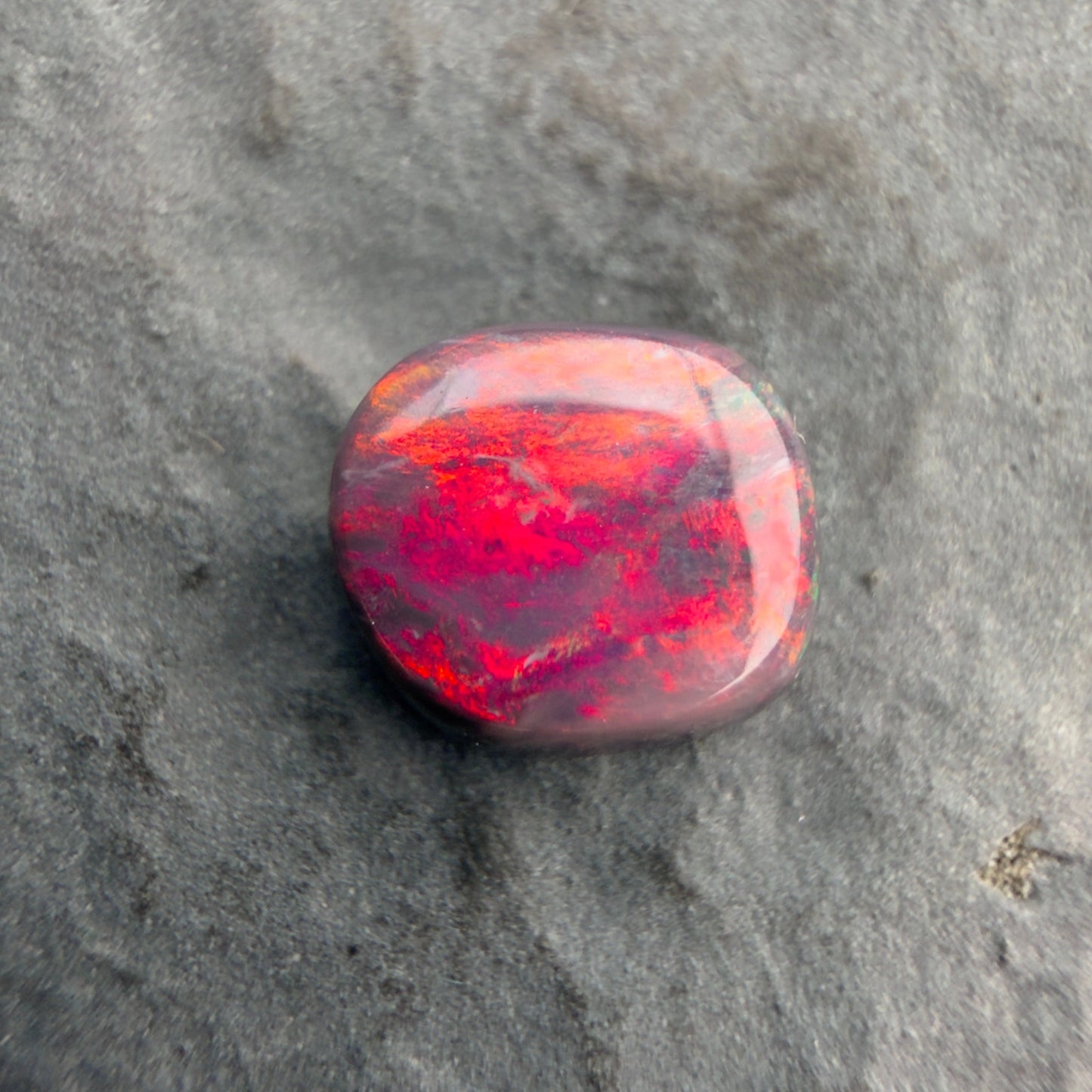 1.42cts Gem Black Opal With A Vivid Red Pink Multicolor Play Of Color, From Lightning Ridge Australia