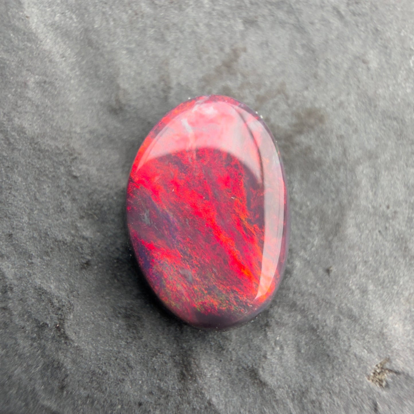 1.87cts Gem Black Opal With A Vivid Red Pink Multicolor Play Of Color, From Lightning Ridge Australia