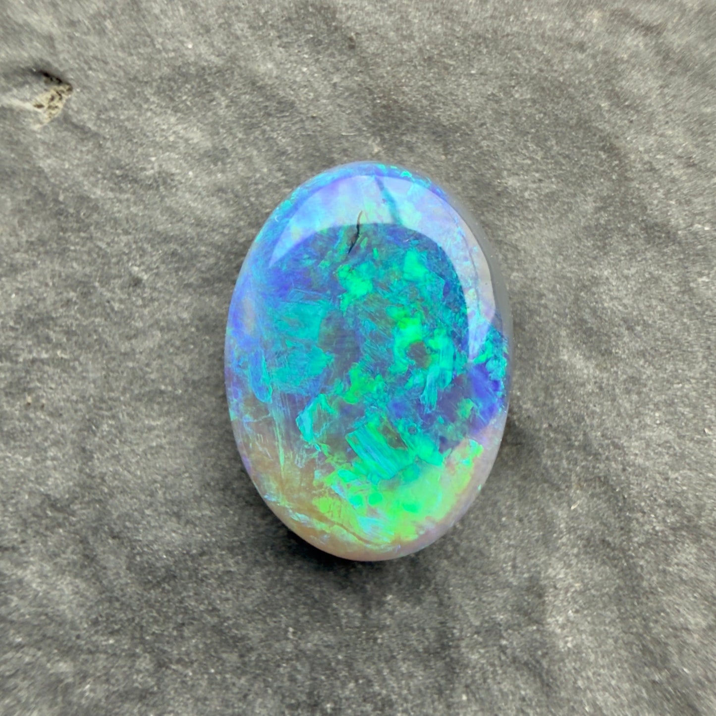 1.24cts Gem Black Opal With A Green Blue Play Of Color, From Lightning Ridge Australia