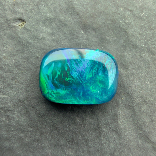 1.61cts Gem Black Opal With A Green Blue Play Of Color, From Lightning Ridge Australia