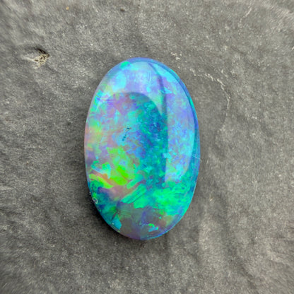 2.09cts Gem Black Opal With A Green Blue Play Of Color, From Lightning Ridge Australia