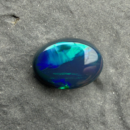 1.36cts Black Opal With A Green Blue Play Of Color, From Lightning Ridge Australia