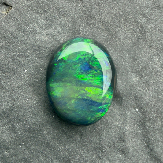 1.27cts Black Opal With A Deep Green Blue Play Of Color, From Lightning Ridge Australia