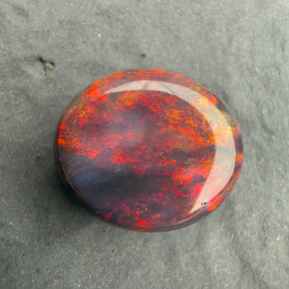 4.66cts Gem Black Opal With A Beautiful Red Multicolor Play Of Color, From Lightning Ridge Australia